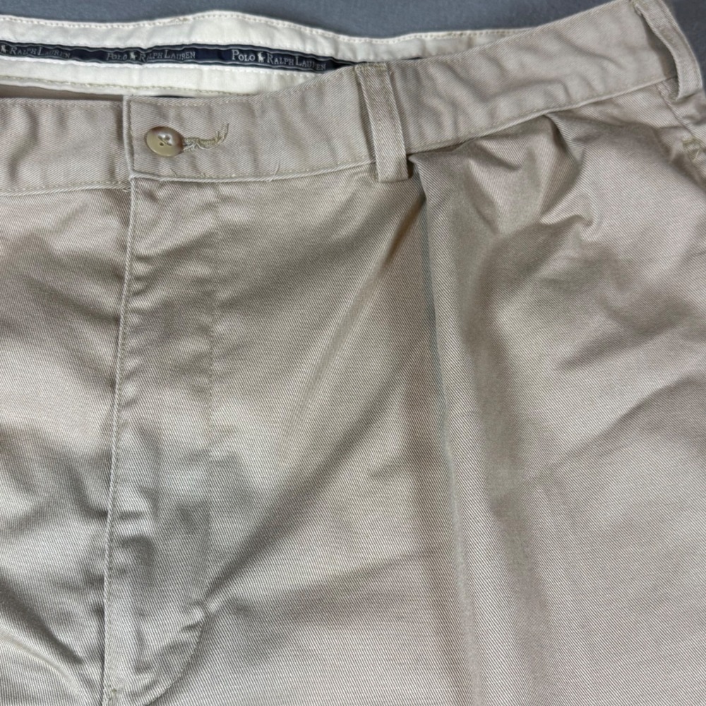 VTG Polo Ralph Lauren Mens Chino Pants Pleated 38x26 Tan Khaki 100% Cotton - Picture 3 of 8